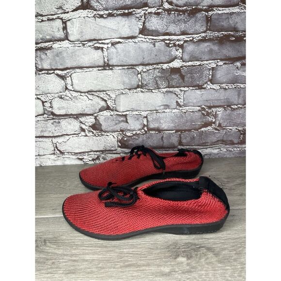 Arcopedico Lightweight Red Knit Lace Up Comfort Sneakers Women’s Sz 43EU/12M US - Picture 1 of 16